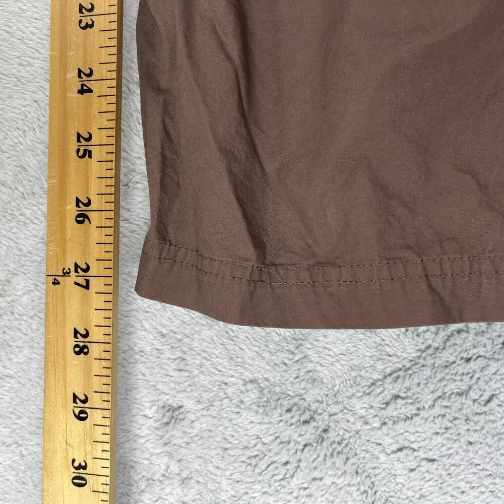 L'Academie Pants Womens Small Brown Cotton High Rise Wide Leg Slash Pockets